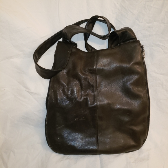 Black shoulder carryall expandable leather - Picture 2 of 3